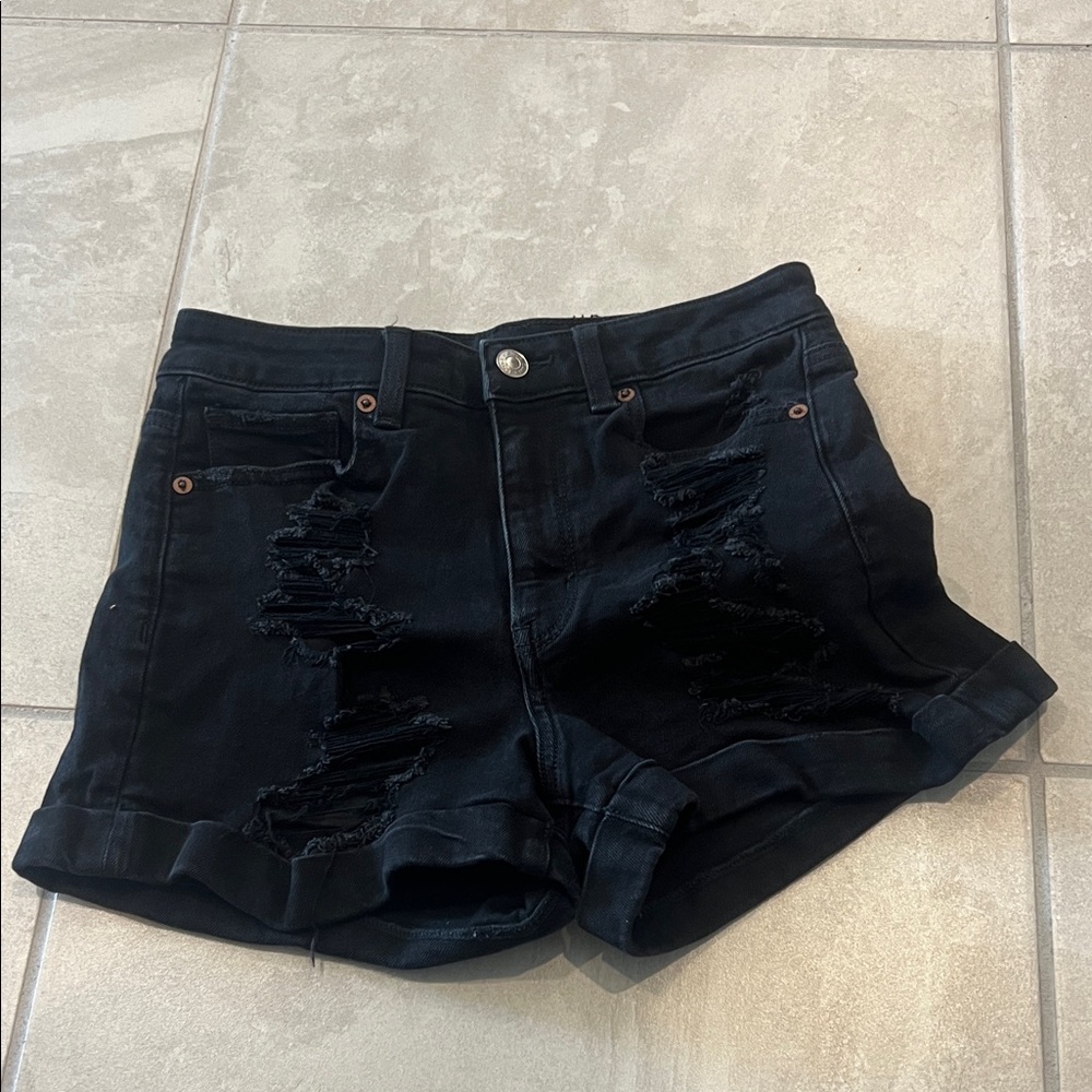 American Eagle Outfitters Black Ripped Jean Shorts
